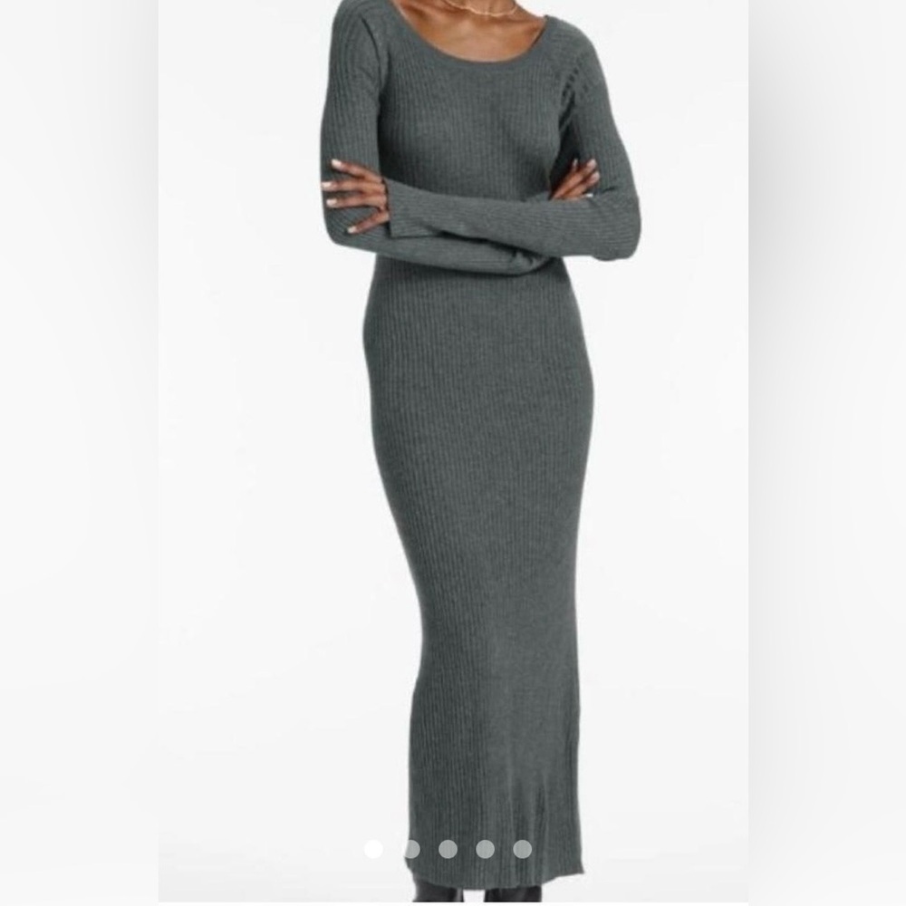 Splendid Size Small Gray Ribbed Long Sleeve Knit Dress with Thumb Holes